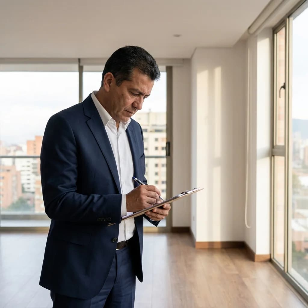 Perito realizando avalúo